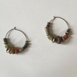 Sterling Silver Hoops with African Trade Beads